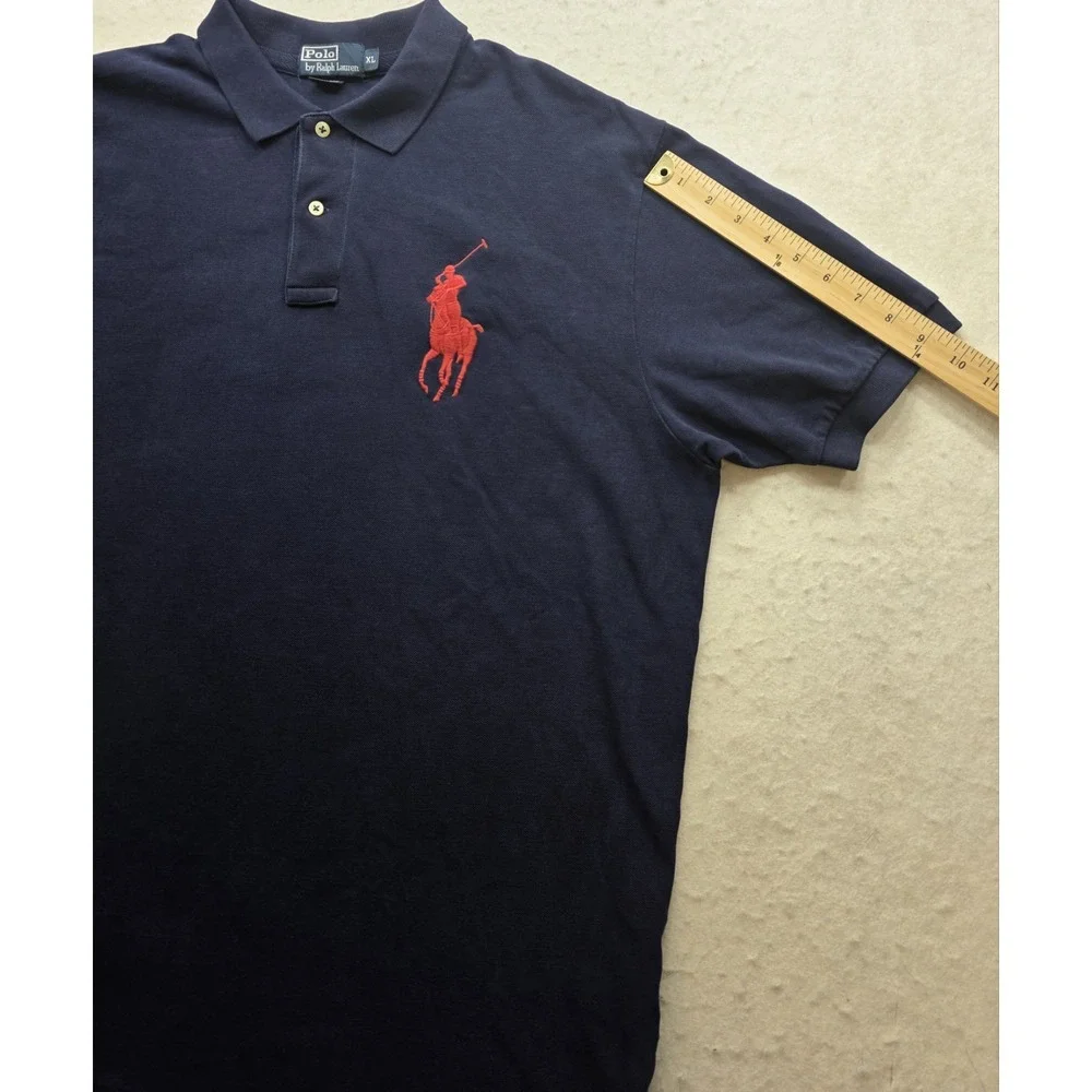 Polo Ralph Lauren Men's Blue w Big Red Pony Short Sleeve Polo Shirt. Size XL
